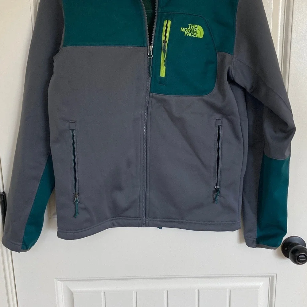 The‎ North Face Mens Gray Teal Risor WindWall Softshell Jacket Size Small
